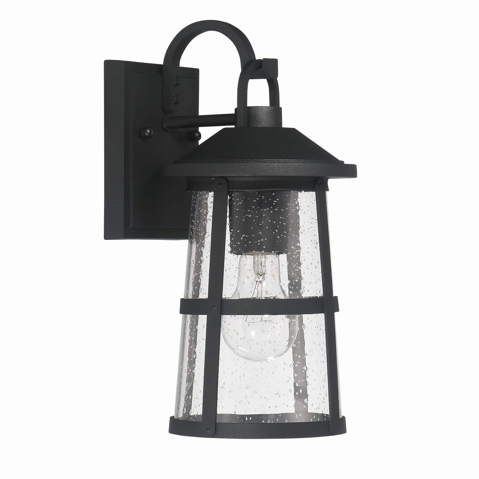 Hello Honey® Nantucket Matte Black Coastal Metal & Glass Wall Mounted Outdoor Lantern Light